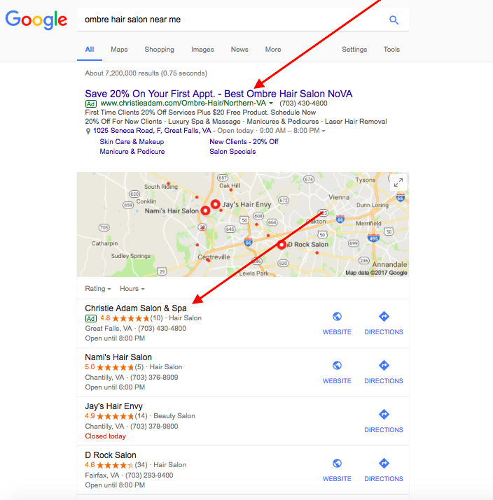 enable Google Maps to show your search ads